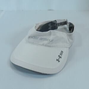 Under Armour Run Lightweight Strapback Sun Visor Cap Hat White Heat Gear